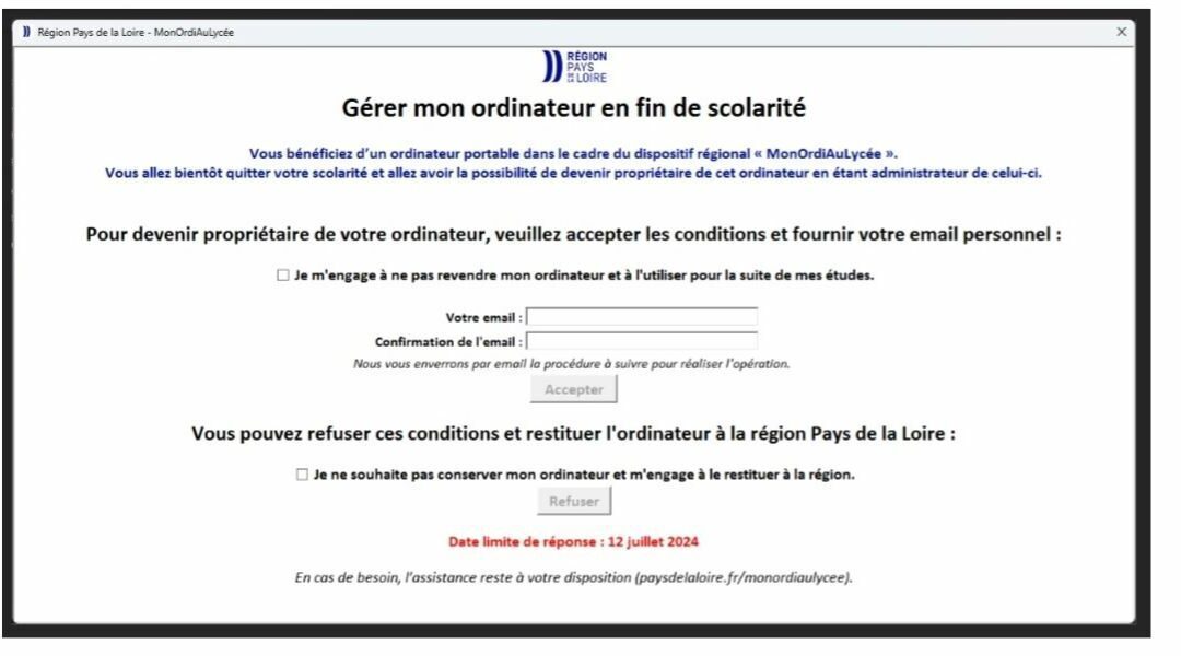 Mon ordi au lycée : procédure pour les élèves qui quittent le lycée